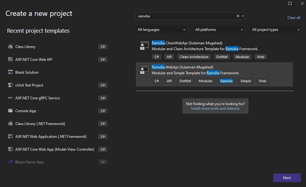 Filtering Ramsha templates in Visual Studio
